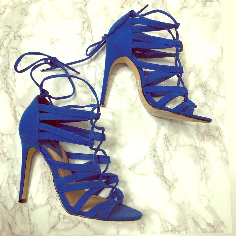 Forever 21 Blue Caged Heeled Sandals